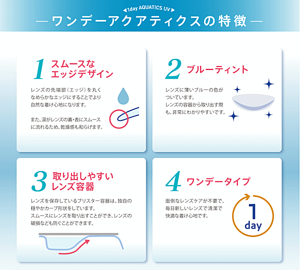 ワンデーアクアティクスのその他の特徴