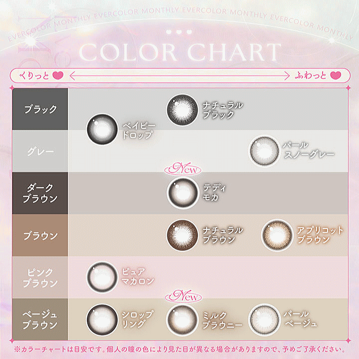 エバーカラーマンスリーのカラーチャート