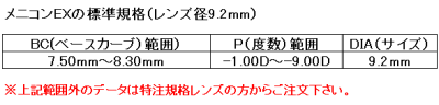 メニコンEX/DIA9.2（標準規格）