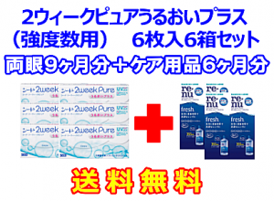 2ウィークピュアうるおいプラス （強度数用）6箱セット+レニューフレッシュ4箱セット