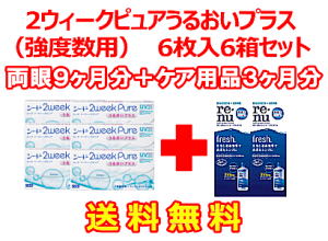 2ウィークピュアうるおいプラス （強度数用）6箱セット+レニューフレッシュ2箱セット